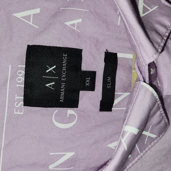 Armani Exchange~Shortsleve Button Down Dress Shirt Size XXL Slim - Picture 4 of 6